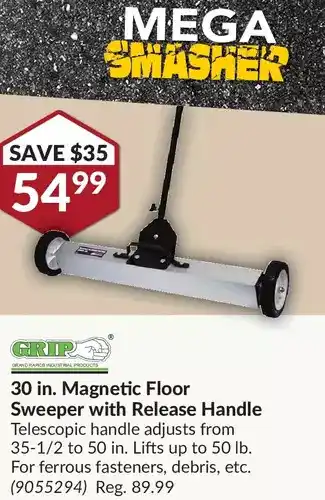 Princess Auto Grip 30 in. magnetic floor sweeper with release handle offer
