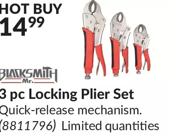 Princess Auto Mr. blacksmith 3 pc locking plier set offer