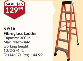 Princess Auto Winner 6 ft ia fibreglass ladder offer