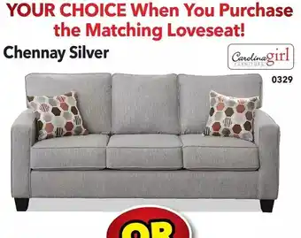 Surplus Furniture Chennay silver sofa only offer