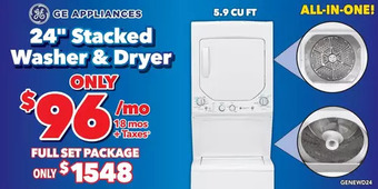 Surplus Furniture Ge 27" stacked washer&dryer offer