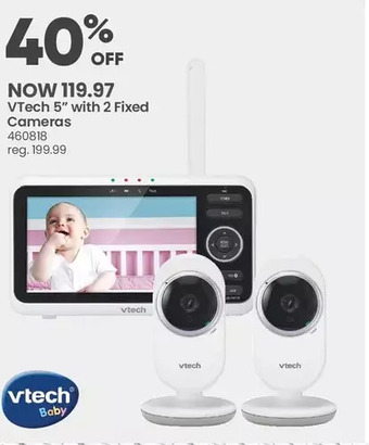 Babies 'R' Us Vtech vm350-2 5 inch digital video baby monitor with 2 cameras and automatic night vision - white offer