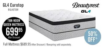 The Brick Beautyrest gl4 eurotop queen mattress offer