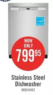 The Brick Maytag front-control dishwasher with dual power filtration - mdb4949skz offer