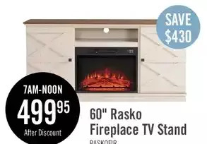 The Brick Rasko 60" tv stand with log fireplace offer