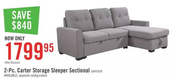 The Brick Carter 2-piece linen-look fabric right-facing sleeper sectional - solis grey offer