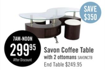 The Brick Savon coffee table with two ottomans - walnut offer