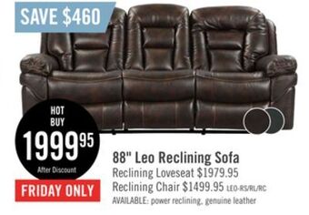 The Brick Leo leath-aire® fabric reclining sofa - walnut offer