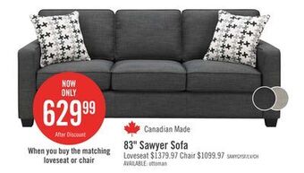 The Brick Sawyer linen-look fabric sofa - charcoal grey offer