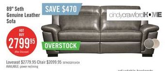 The Brick Seth genuine leather sofa - grey offer