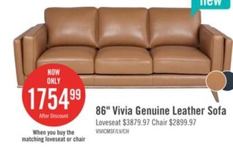 The Brick Vivia top-grain genuine leather sofa - caramel offer