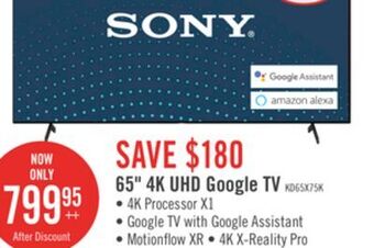 The Brick Sony bravia 65" x75k 4k hdr smart tv - 2y4369 offer