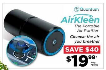 Showcase Quantum airkleen the portable air purifier offer