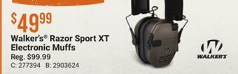 Bass Pro Walker's® razor sport xt electronic muffs offer