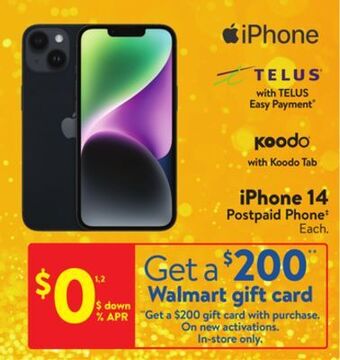 Walmart Iphone 14 postpaid phone‡ offer