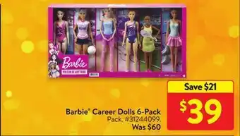 Walmart Barbie® career dolls 6-pack offer
