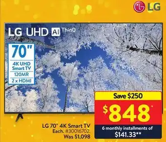 Walmart Lg 70" 4k smart tv offer