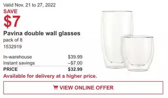 Costco Pavina double wall glasses offer