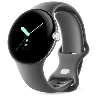 Best Buy Google pixel watch (gps) 40mm polished silver stainless steel case with charcoal active band offer
