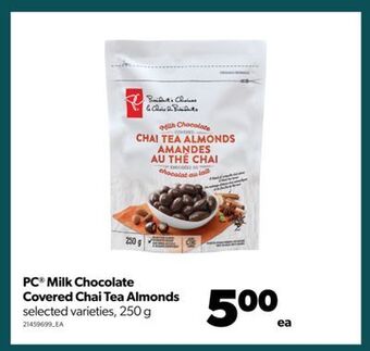 Real Canadian Superstore Pc® milk chocolate covered chai tea almonds, 250 g offer