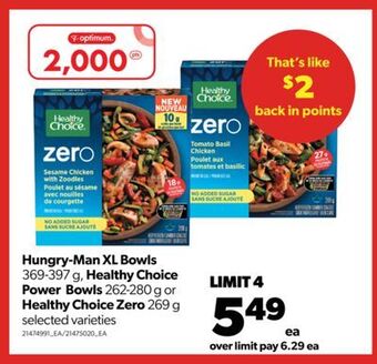 Real Canadian Superstore Hungry-man xl bowls, 369-397 g, healthy choice power bowls, 262-280 g or healthy choice zero, 269 g offer