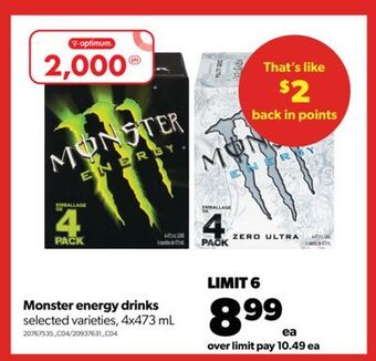 Real Canadian Superstore Monster energy drinks, 4x473 ml offer