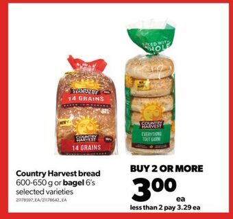 Real Canadian Superstore Country harvest bread, 600-650 g or bagel, 6's offer