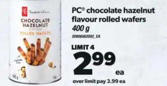 Real Canadian Superstore Pc® chocolate hazelnut flavour rolled wafers, 400 g offer