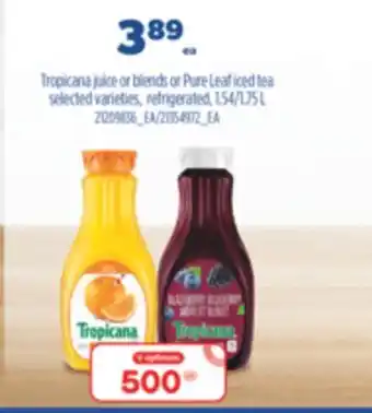 Real Canadian Superstore Tropicana juice or blends or pure leaf iced tea, 1.54/1.75 l offer