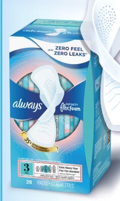 Real Canadian Superstore Always pads or liners 7-162's or tampax tampons 22-54's offer