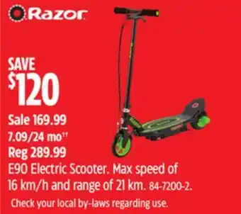 Canadian Tire E90 electric scooter razor offer
