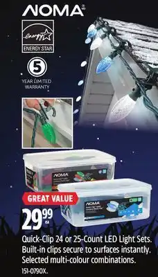 Canadian Tire Noma quick-clip 24 or 25-count led light sets offer