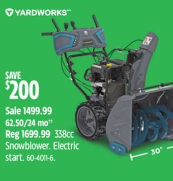 Canadian Tire Yardworks 338cc snowblower offer