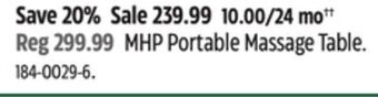 Canadian Tire Master home mhp portable massage table offer