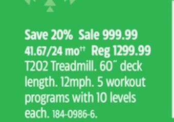 Canadian Tire Horizon t202 treadmill offer