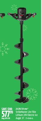 Canadian Tire Strikemaster lite flite lithium 24v electric ice auger, 8" offer