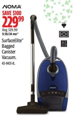 Canadian Tire Noma surfaceelite bagged canister vacuum offer