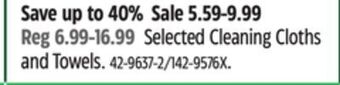 Canadian Tire Frank selected cleaning cloths and towels offer