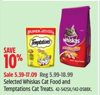 Canadian Tire Selected whiskas cat food and temptations cat treats offer