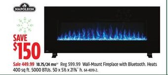 Canadian Tire Napoleon wall-mount fireplace with bluetooth offer