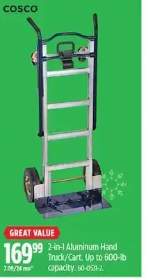 Canadian Tire Cosco 2-in-1 aluminum hand truck/cart offer