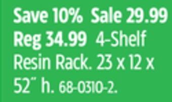 Canadian Tire Certified 4-shelf resin rack offer
