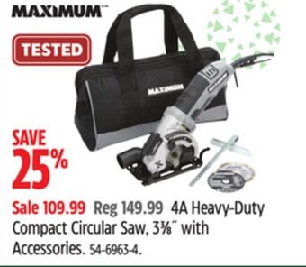 Canadian Tire Maximum 4a heavy-duty compact circular saw, 33⁄8˝ with accessories offer