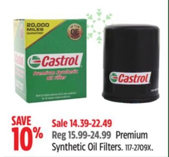 Canadian Tire Castrol premium synthetic oil filters offer