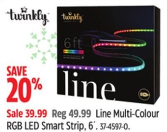 Canadian Tire Twinkly line multi-colour rgb led smart strip, 6" offer