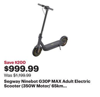 Best Buy Segway ninebot g30p max adult electric scooter (350w motor/ 65km range / 30km/h top speed) - dark grey offer