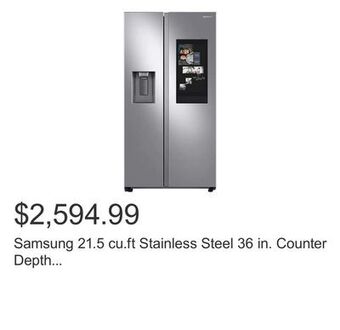 Costco Samsung 21.5 cu.ft stainless steel 36 in. counter depth refrigerator with family hub offer