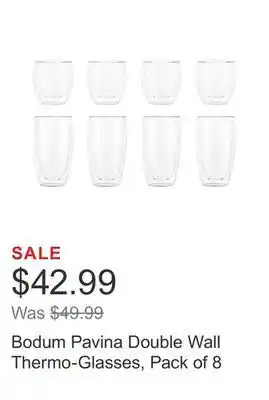 Costco Bodum pavina double wall thermo-glasses, pack of 8 offer