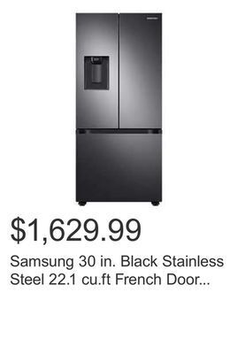 Costco Samsung 30 in. black stainless steel 22.1 cu.ft french door refrigerator with exterior water dispenser offer