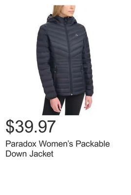 Costco Paradox women's packable down jacket offer